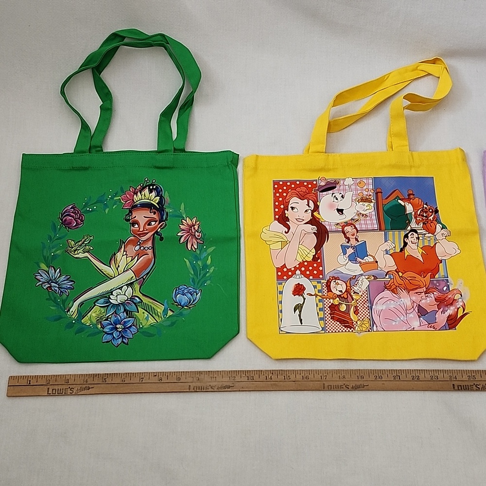 Disney Princess Tote Bag Bundle - Green, Yellow & Lilac Cartoon Prints - Picture 11 of 16